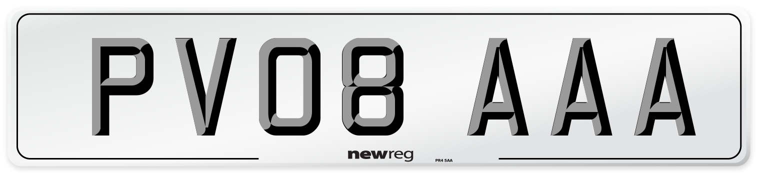PV08 AAA Number Plate from New Reg